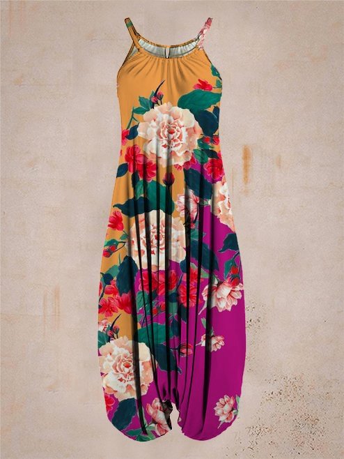 Women's Printed Sleeveless Harem Jumpsuit