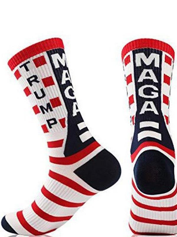 Letter Striped Mid-calf Length Socks
