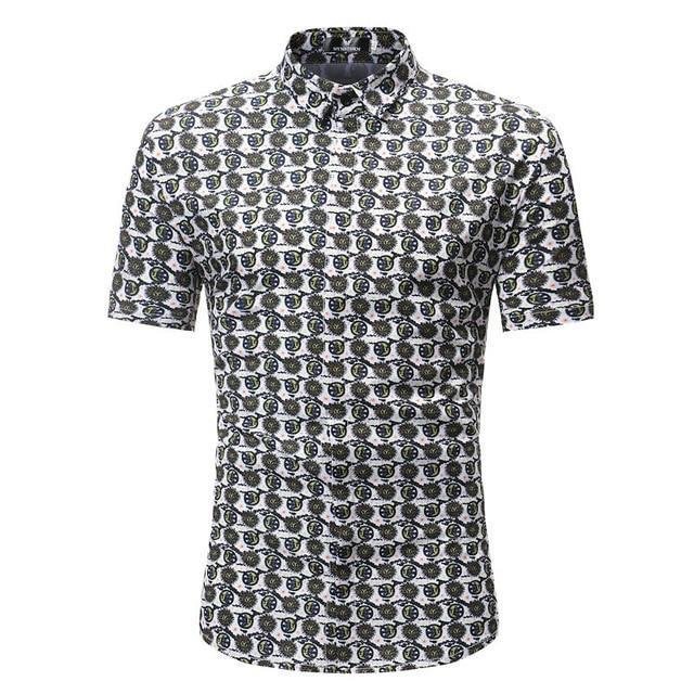Men Fashion Style Short Sleeve Hawaiian Shirt-Corachic