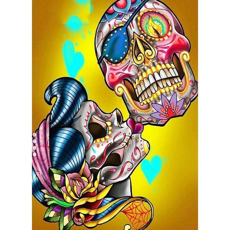 Flowers Skull - Round Drill Diamond Painting - 30*40CM