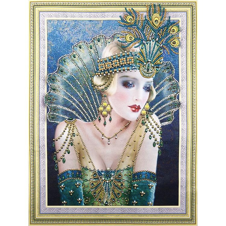 Peacock Princess - Special Shaped Diamond Painting - 50*40CM