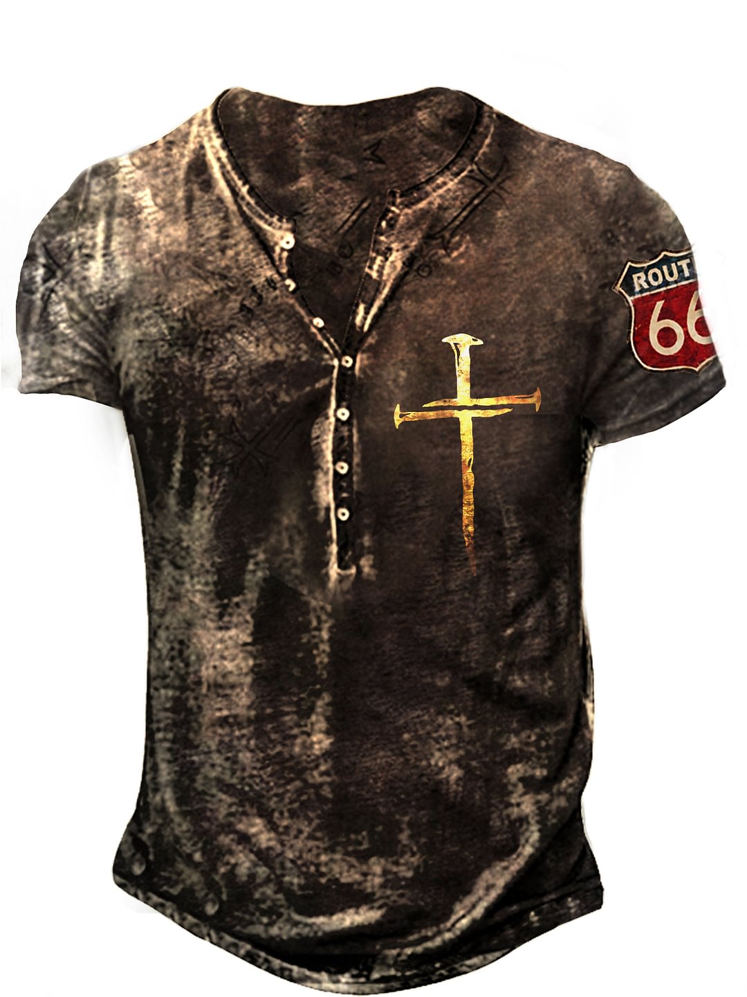 Mens Route 66 Printed Outdoor Sports Casual T-shirt / [viawink] /
