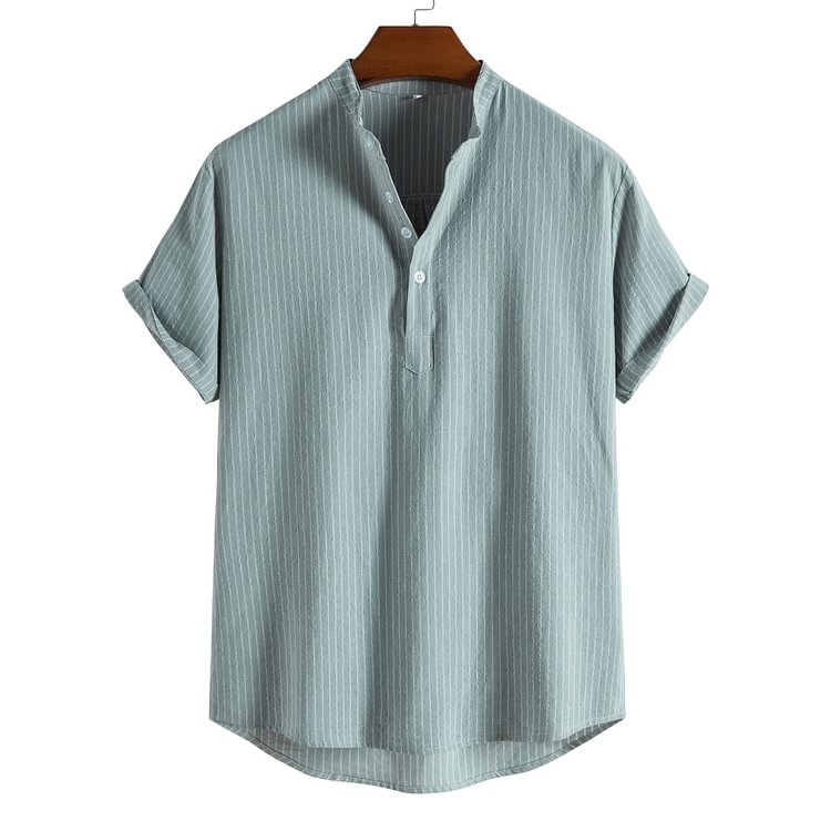 BrosWear Fashion Leisure Stripe Short Sleeve Shirt
