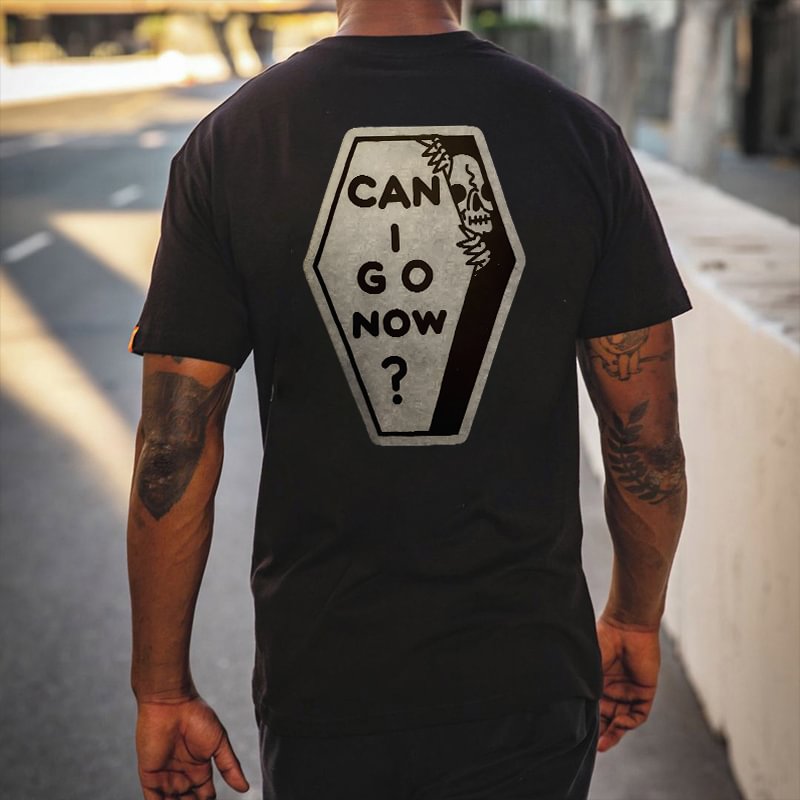 Can I Go Now? Skull Coffin Print T-shirt - Krazyskull