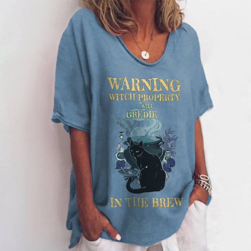 Warning Witch Property Will Gredle In The Brew Print T-shirt