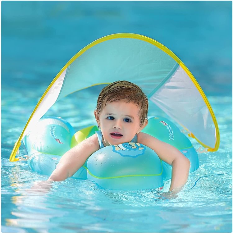 Safe Baby Inflatable Pool Float Ring With Sun Protective Canopy - tree - Codlins