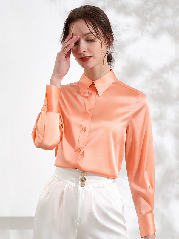 Orange Fashion Women's Silk Shirt
