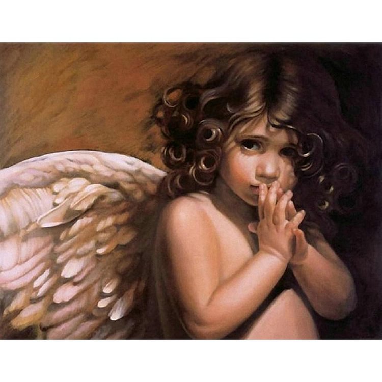 Wings Angel Kid Round Part Drill Diamond Painting 37X30CM(Canvas)-gbfke