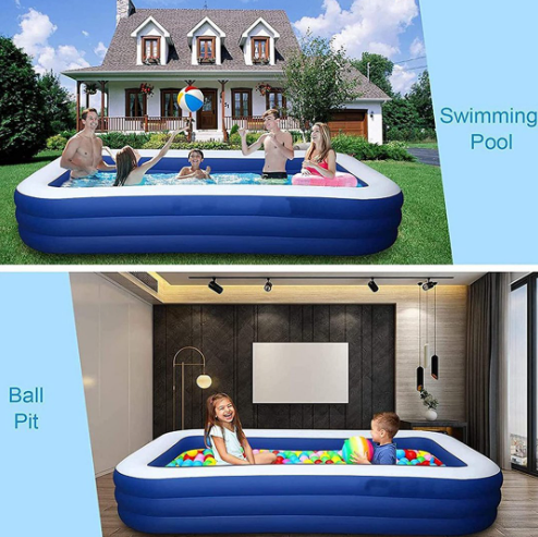 Inflatable Swimming Pools, Outdoor Pools, 120"x72"x22" Ultra Full-sized Inflatable Kiddie Pools - Sean - Codlins