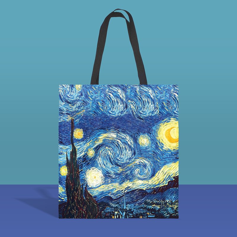 Van Gogh oil-printed hand-held canvas bag