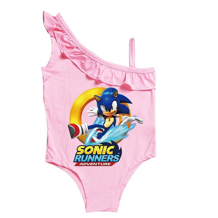 Mayoulove Girls Sonic Runners Adventure Print One Piece Bathing Suit Swimwear-Mayoulove
