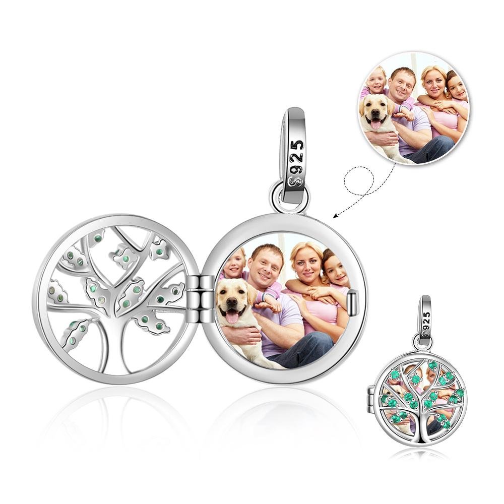 Personalized Family Tree Picture Necklace with A Locket Gift For Her,Custom Necklace with Pictures Inside