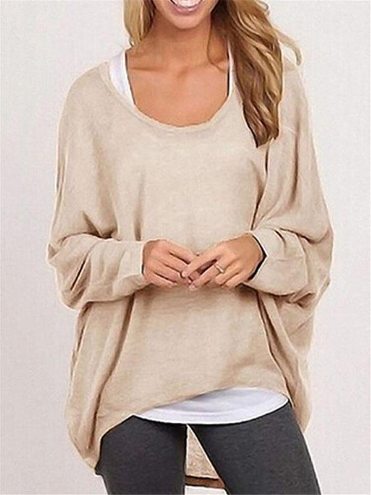 Fall Fashion Women's Long Sleeve Solid Color Woolen Sweater Plus Size Casual Tops Loose T-shirt Pullovers P11502