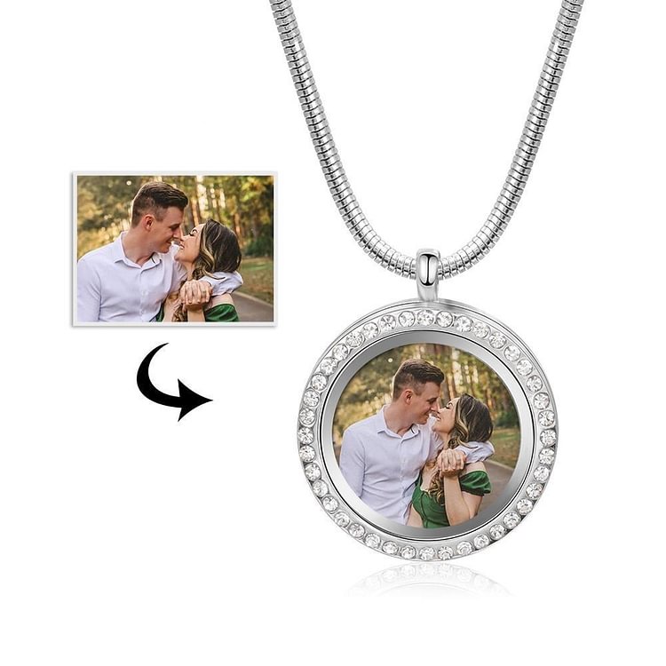 Custom Picture Locket Necklace Pendant with Engraving Personalized Gift, Custom Necklace with Picture