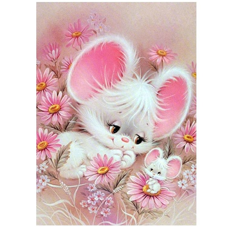 Flower Mouse - Special Shaped Diamond Painting - 30*40CM