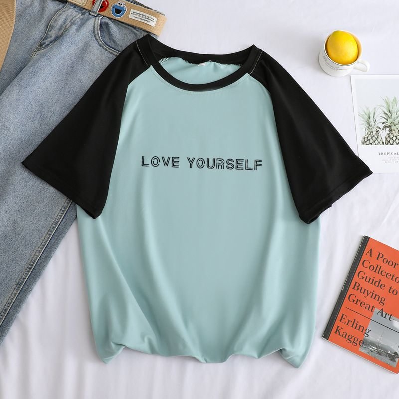 방탄소년단 Love Yourself Print Colorblock T-shirt