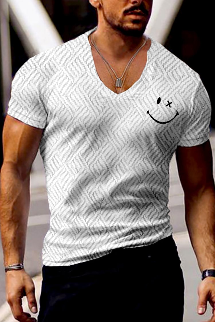 Tiboyz Fashion Casual White V-Neck T-Shirt