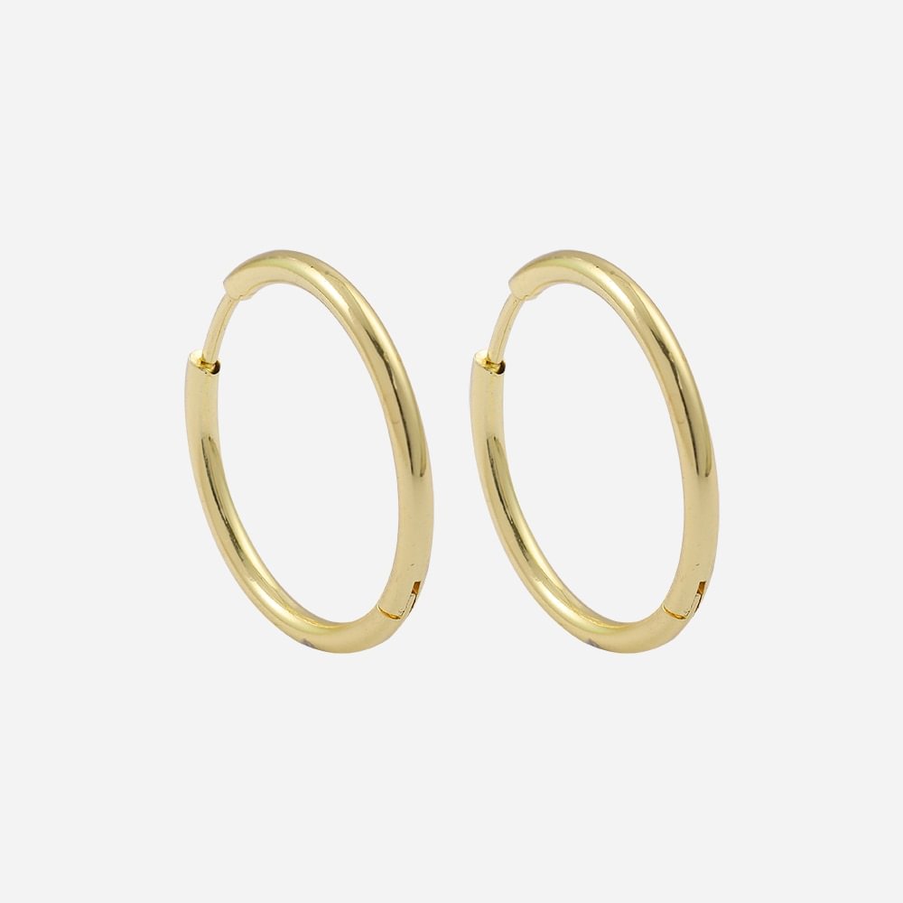 Gold Color Small Hoop Stainless Steel Circle Round Earrings Jewelry-VESSFUL