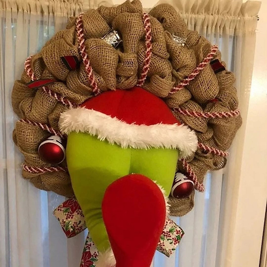 HALLOWEEN Thief stealing Christmas--Burlap Wreath 、、sdecorshop
