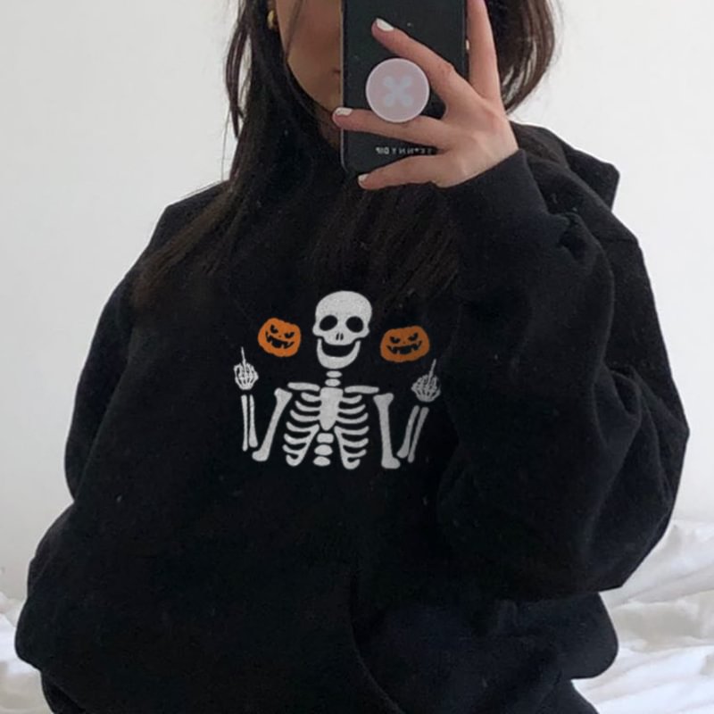 Halloween pumpkin print hoodie designer - Krazyskull