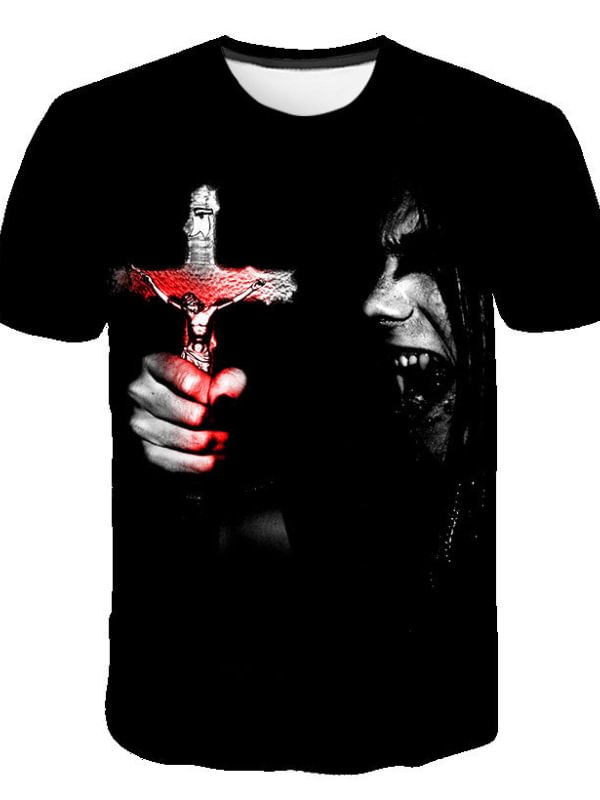 Goth Dark 3D Skull Printed T-shirt
