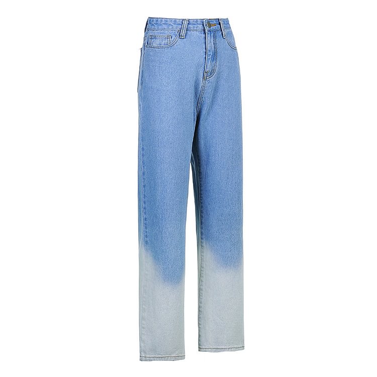 Gradient Bleached Straight Leg Jeans - tree - Codlins