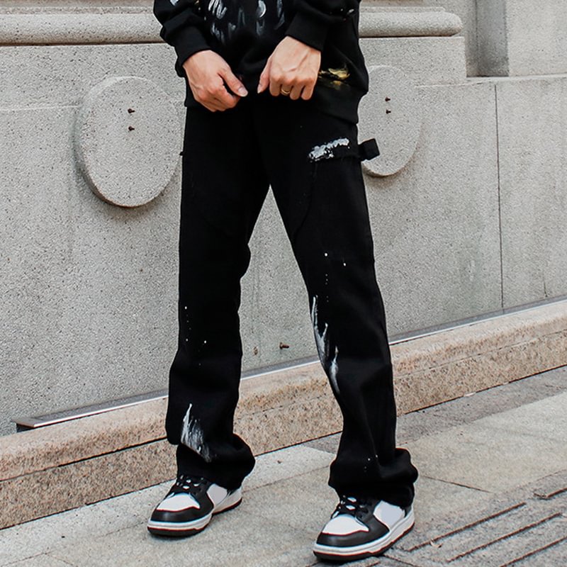 High Street Wash Old Paint Hand-painted Stitching Jeans / Techwear Club / Techwear