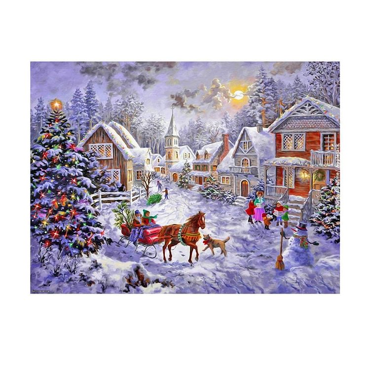 Christmas Snow Carriage - Diamond Painting - 45x35cm(Canvas)