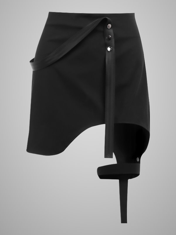 Gothic Dark Street Fashion Asymmetrical Buttoned A-line Skirt