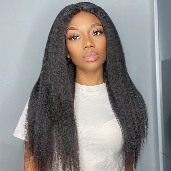 HD Invisible Lace Wig丨14-38 Inches Black Yaki/Kinky Straight Hair丨4×4 Lace Closure Wig