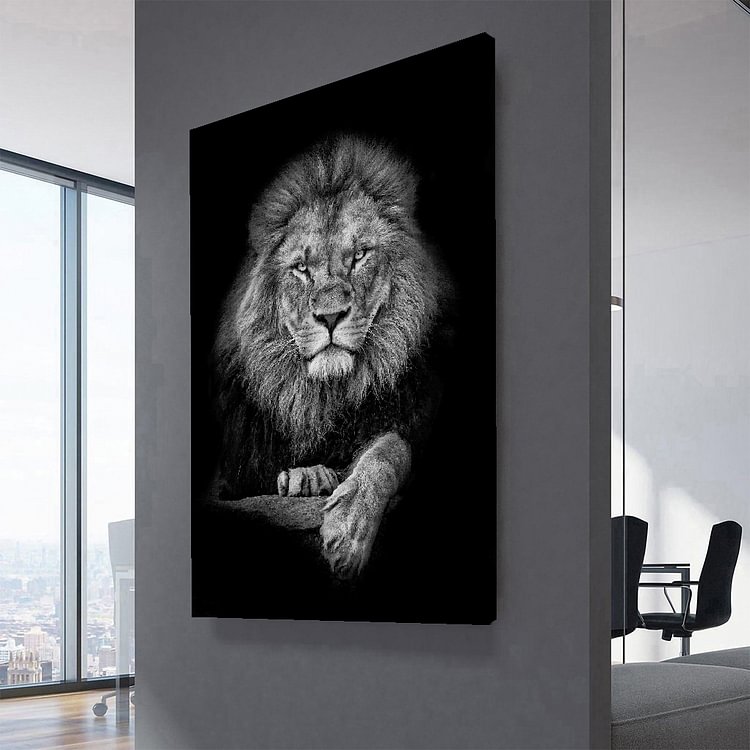 Black and White Lion King Canvas Wall Art