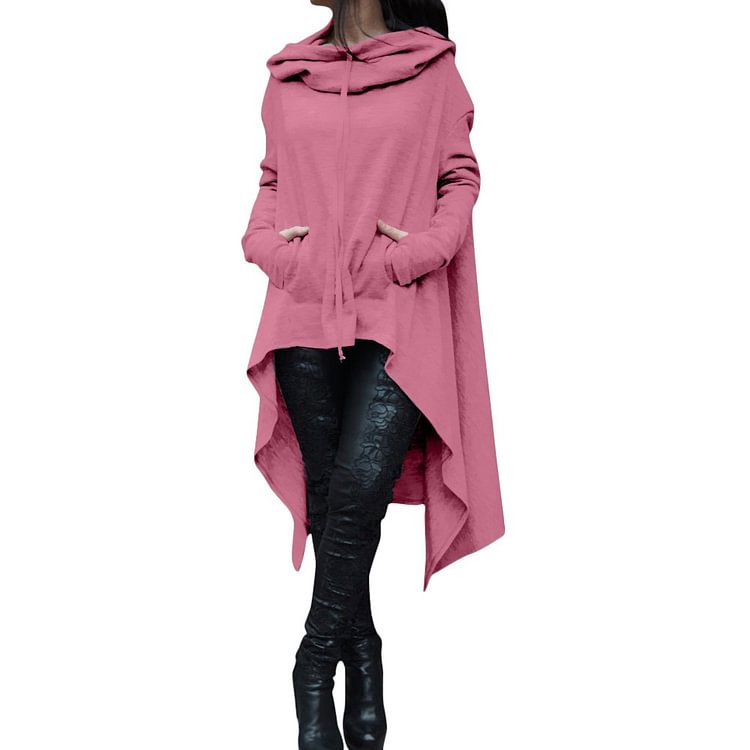 Women's Pullover Hooded Sweater Solid Color Leisure Long Fashion
