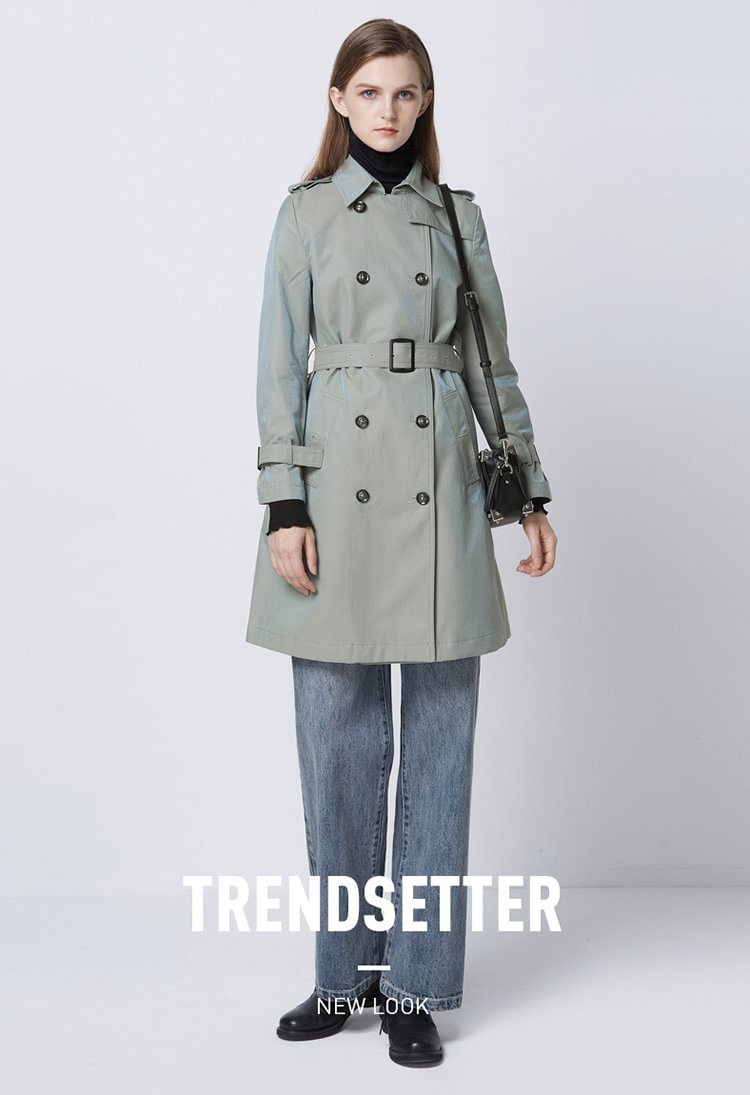 SDEER Lapel Double-Breasted Waist Mid-Length Commuter Trench Coat