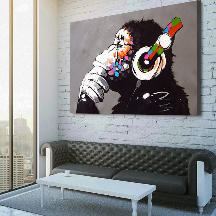 DJ Monkey Canvas Wall Art