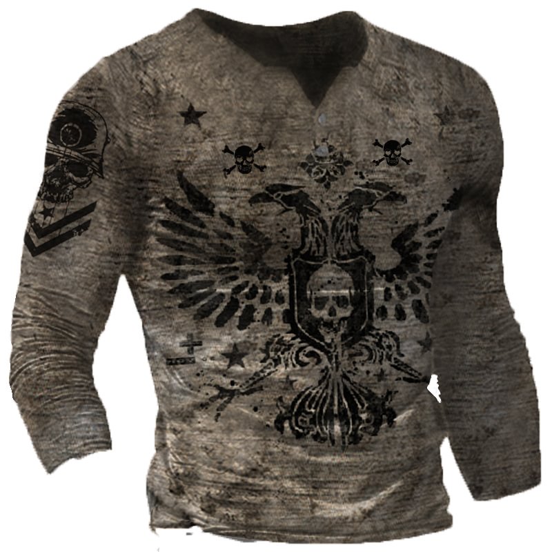 Mens double-headed eagle print outdoor combat T-shirt / [viawink] /