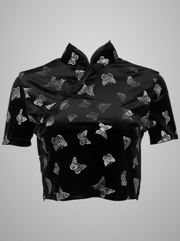 Dark Vintage Butterfly-print Goth T-shirt