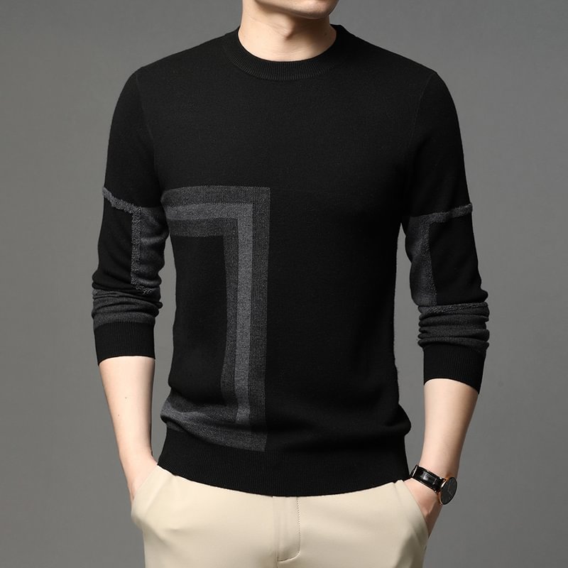 Men's Casual Autum Winter Crew Neck Pullover Knitted Sweater-VESSFUL
