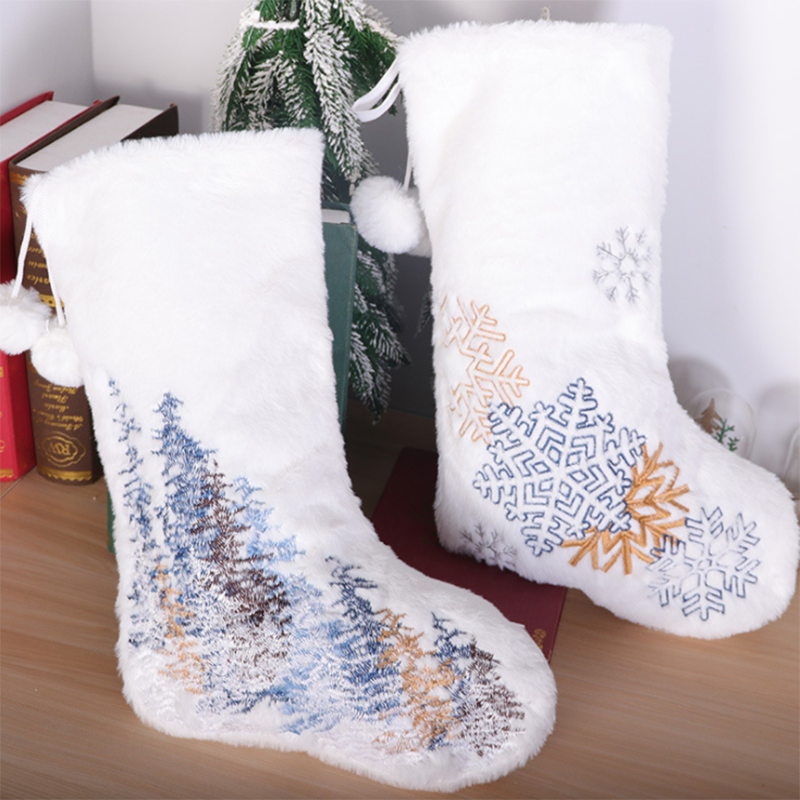 Christmas Tree Snowflake Embroidery Gift Storage Socks