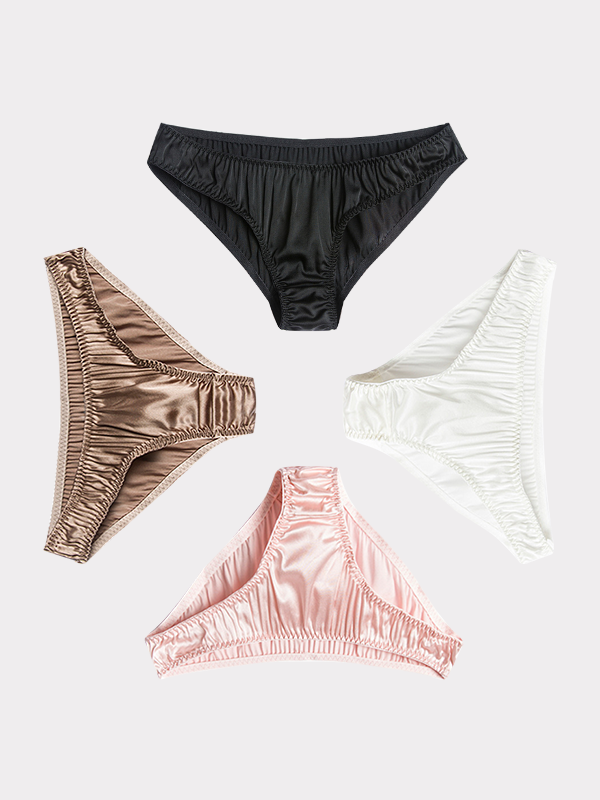 Solid Glorious Silk Bikini Panties 4-Pack-Real Silk Life