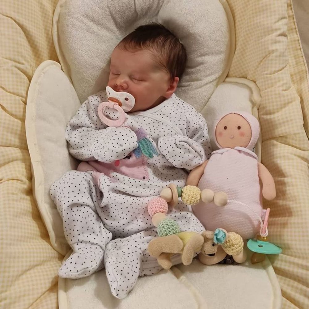 12"Baby Girl Doll Webad, Real Lifelike and Cute Soft Silicone Baby Newborn Reborn Sleeping Baby Doll