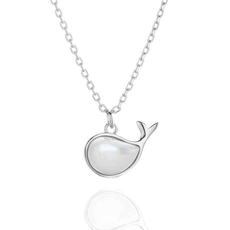 Silver Chain with Little Whale Pendant, Dainty Silver Necklace for Women