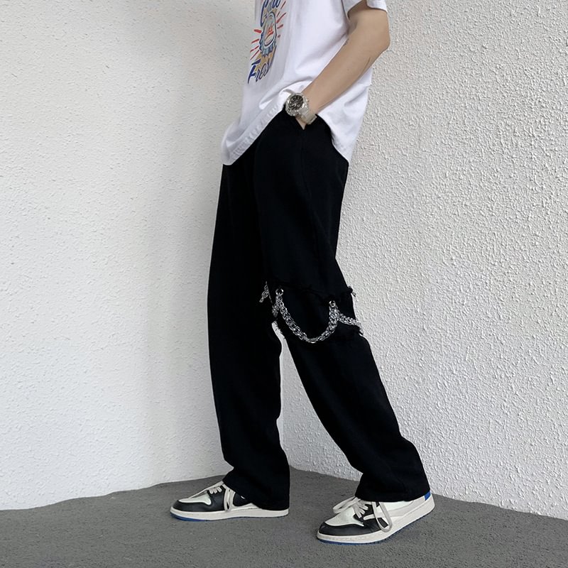Hip Hop Chain Design Straight Loose Casual Pants Street Wear Harajuku Joggers / Techwear Club / Techwear