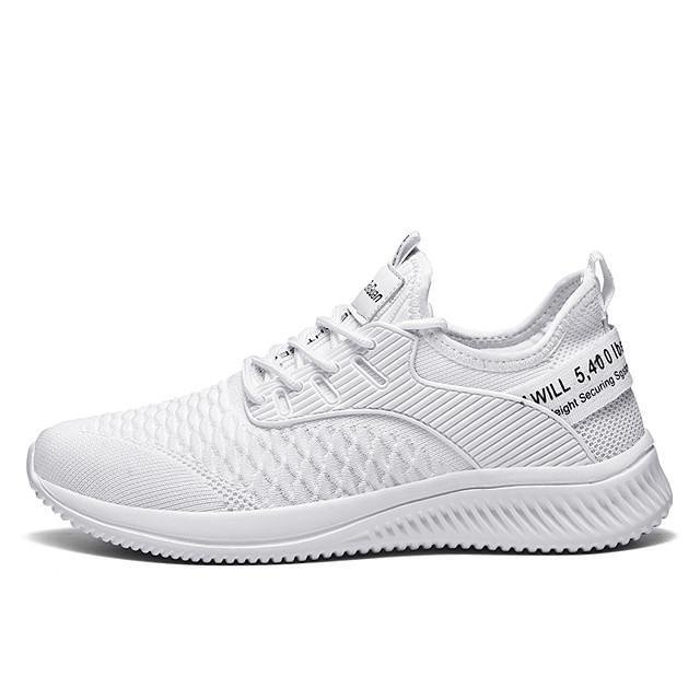 Men's Summer / Fall Sporty Daily Outdoor Trainers / Athletic Shoes Running Shoes / Basketball Shoes Tissage Volant Breathable Non-slipping Wear Proof White / Black / Red Slogan-Corachic
