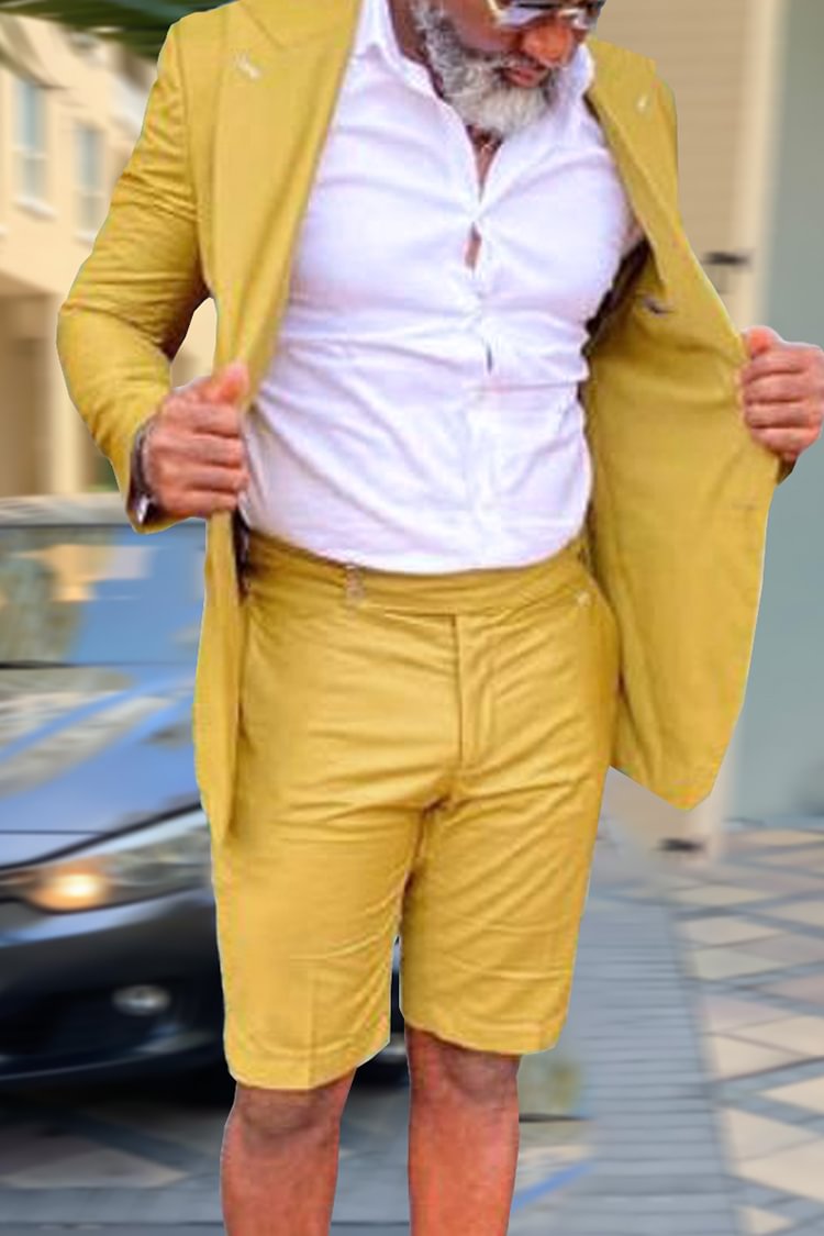 Tiboyz Fashion Outfits Yellow Blazer And Shorts Suit