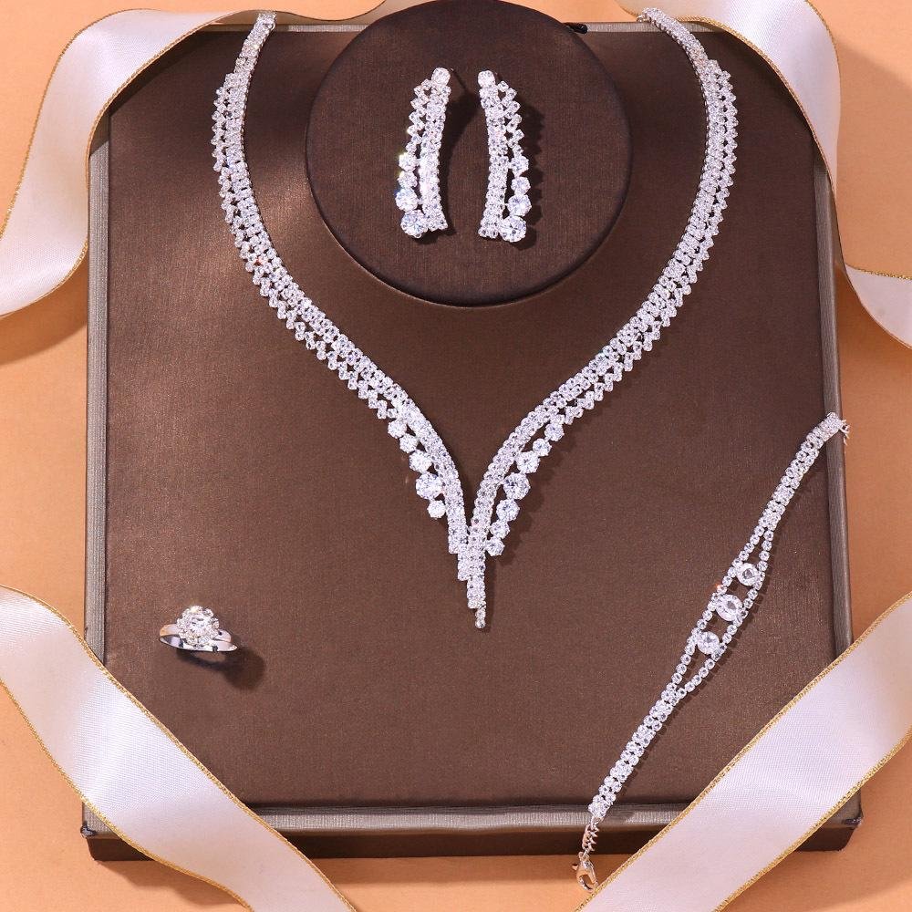 Party Round Crystal Necklace Rhinestone Sets-VESSFUL