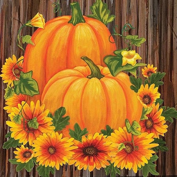 Sunflower Pumpkin - Round Drill Diamond Painting - 30*30CM