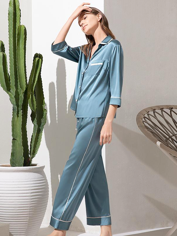 25 Momme Women's Mode Silk Pajamas Set (Wearable outside)-Real Silk Life