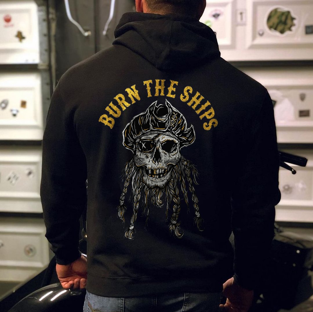 Livereid Burn The Ships Pirate Skull Hoodie - Livereid
