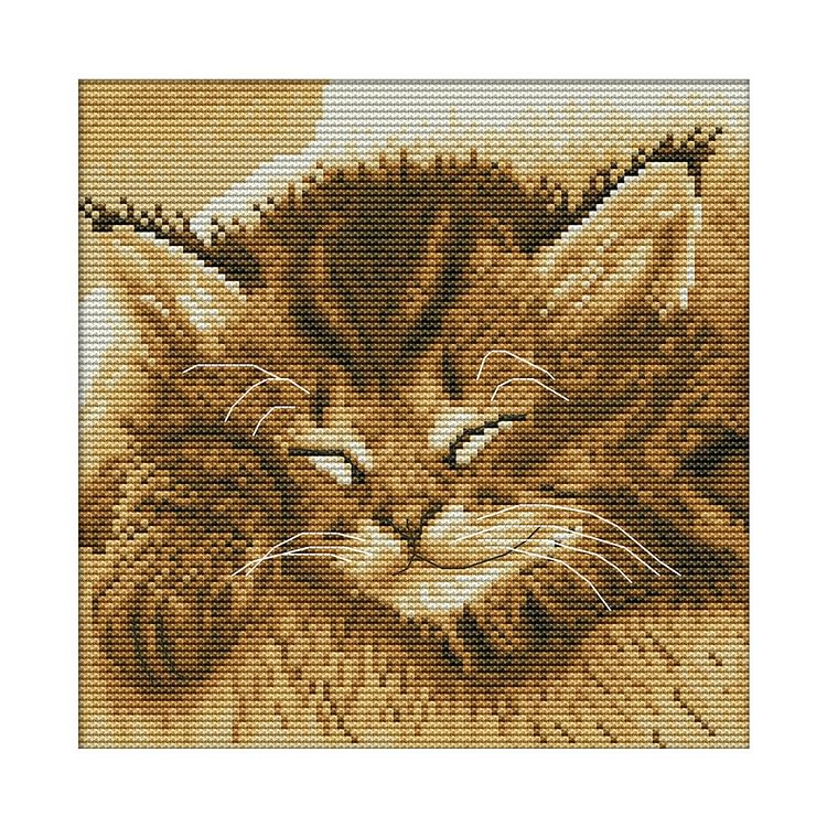 Sleeping Cats - 14Ct Stamped Cross Stitch Kit 22*22CM