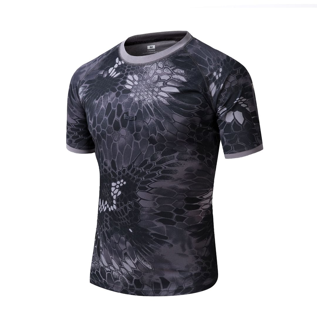 Army eagle python pattern camouflage men's outdoor tactical short-sleeved round neck quick-drying t-shirt mesh breathable / [viawink] /